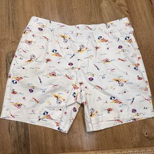 Lands' End Pull On Knockabout Beach Umbrella‎ Chino Shorts Elastic Waist Size 18